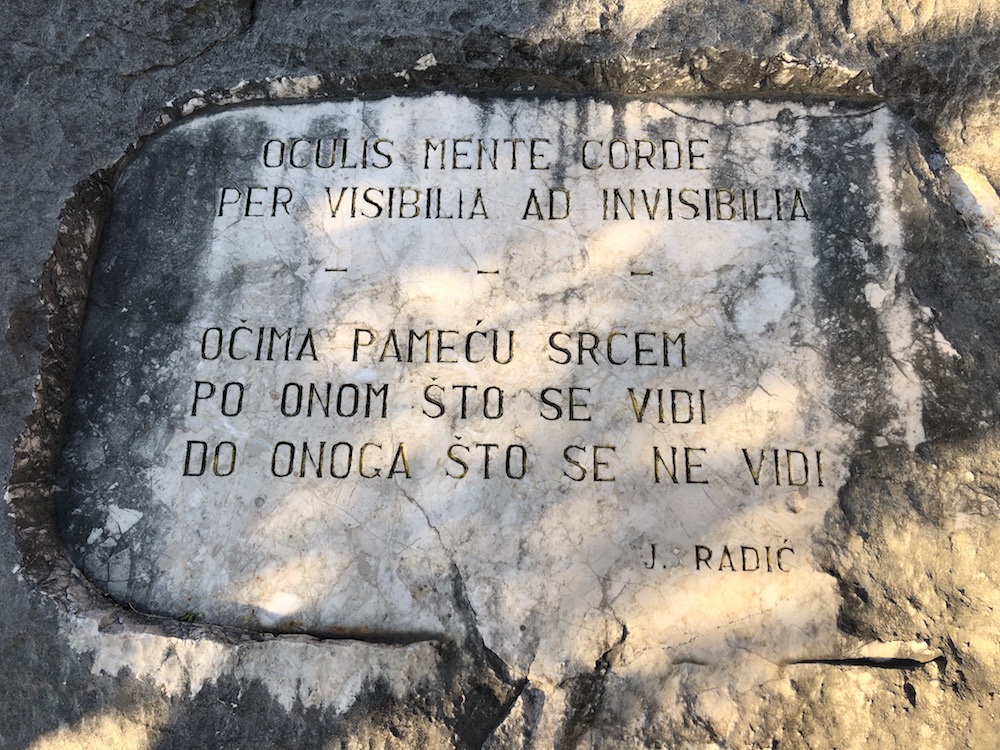 The words of Friar Jure Radic written in stone in the Biokovo Botanical Garden